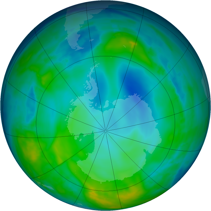 Antarctic ozone map for 26 May 2015